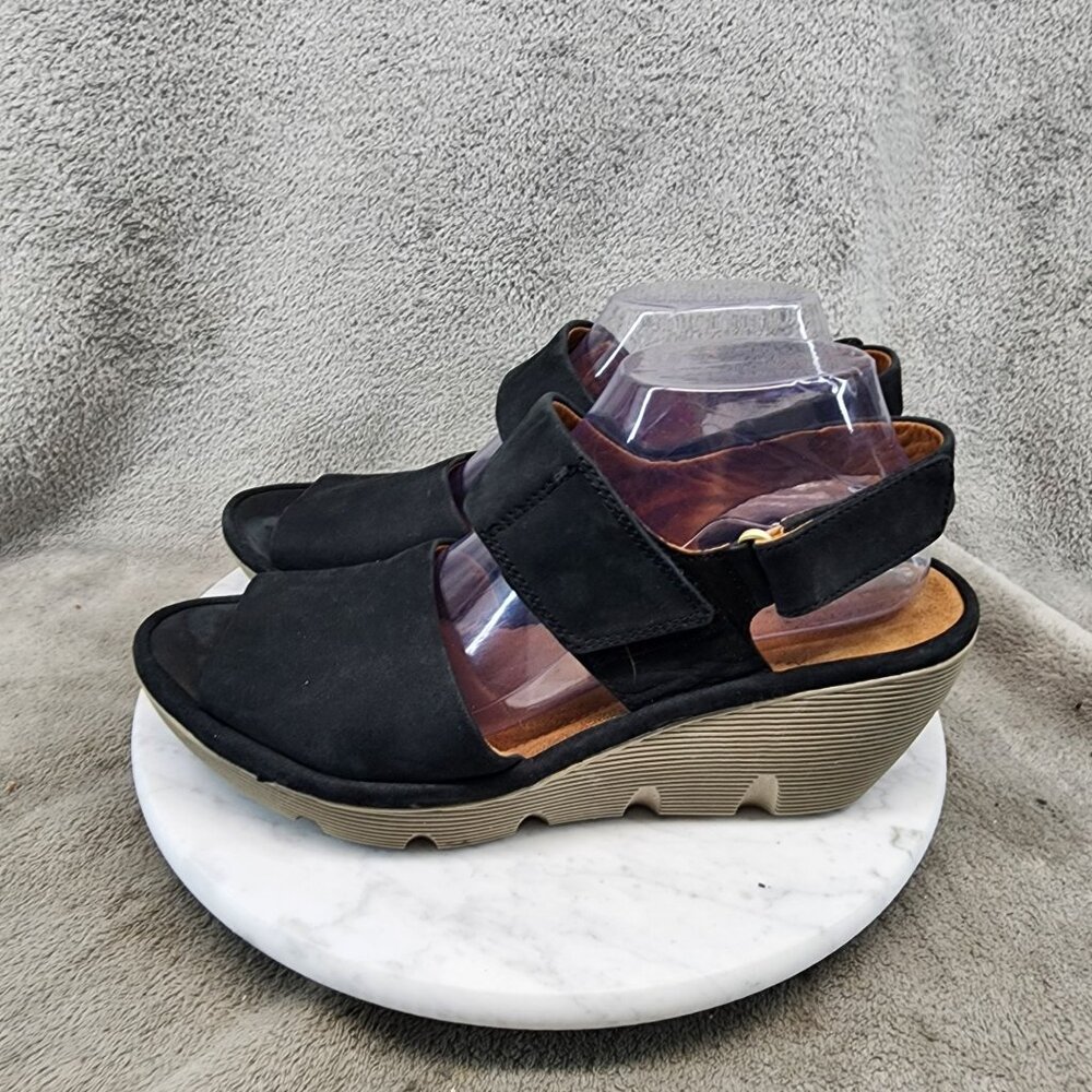 Clarks Shoes Womens Size 10 Black Wedge Sandals *Read*